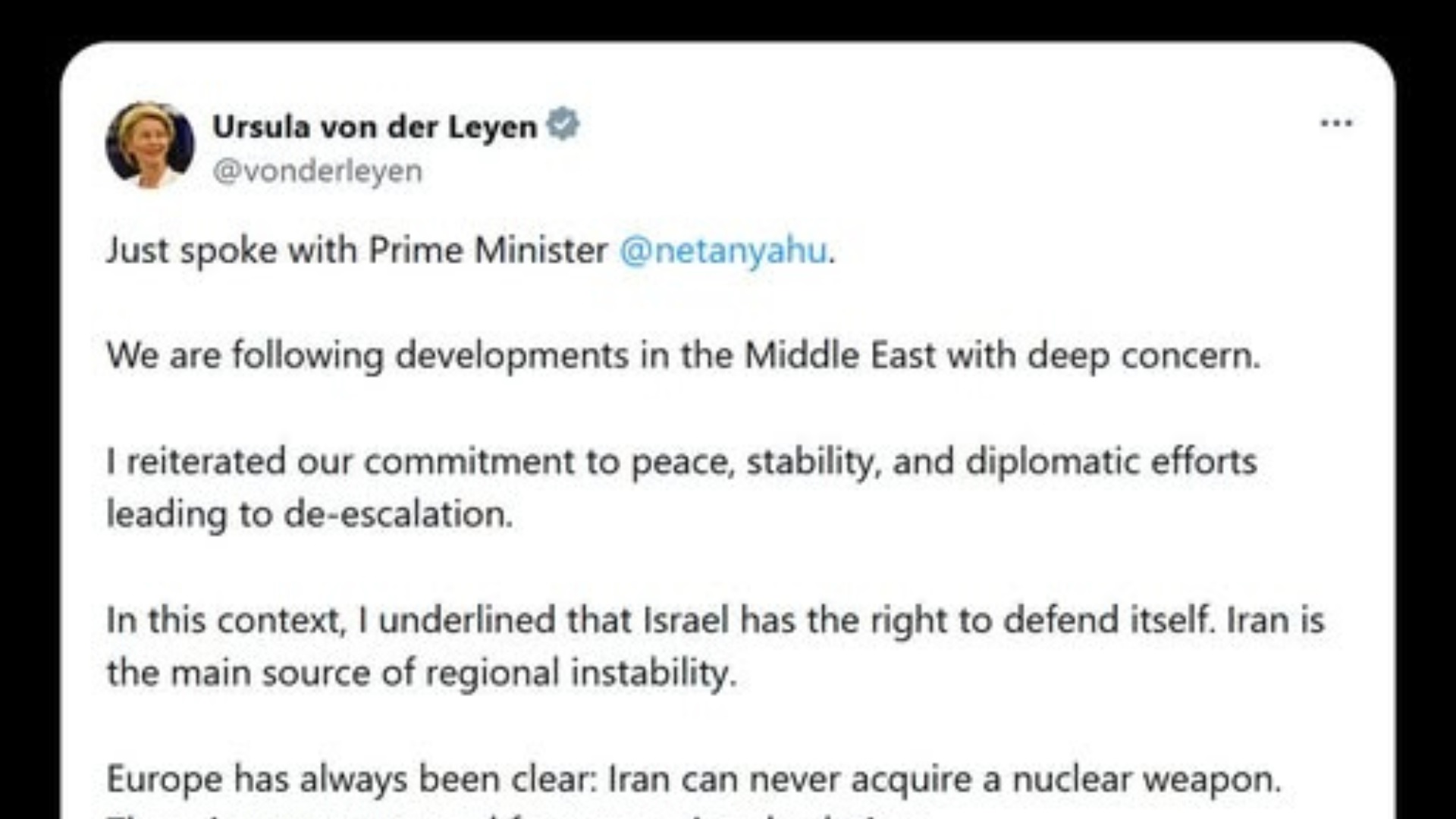 Von der Leyen solidale con Netanyahu, vergogna 