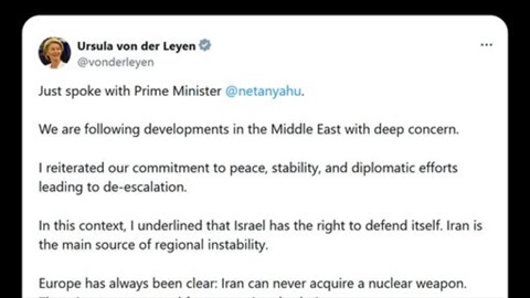 Von der Leyen solidale con Netanyahu, vergogna 